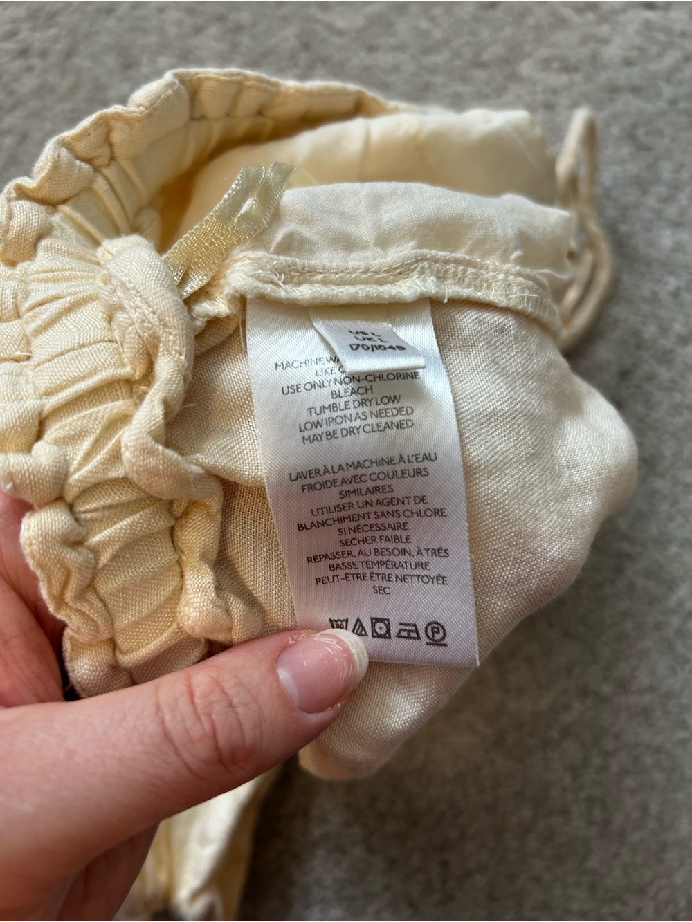 Free People Linen Casual Drawstring Shorts in Cream Size Large EUC - Picture 6 of 11